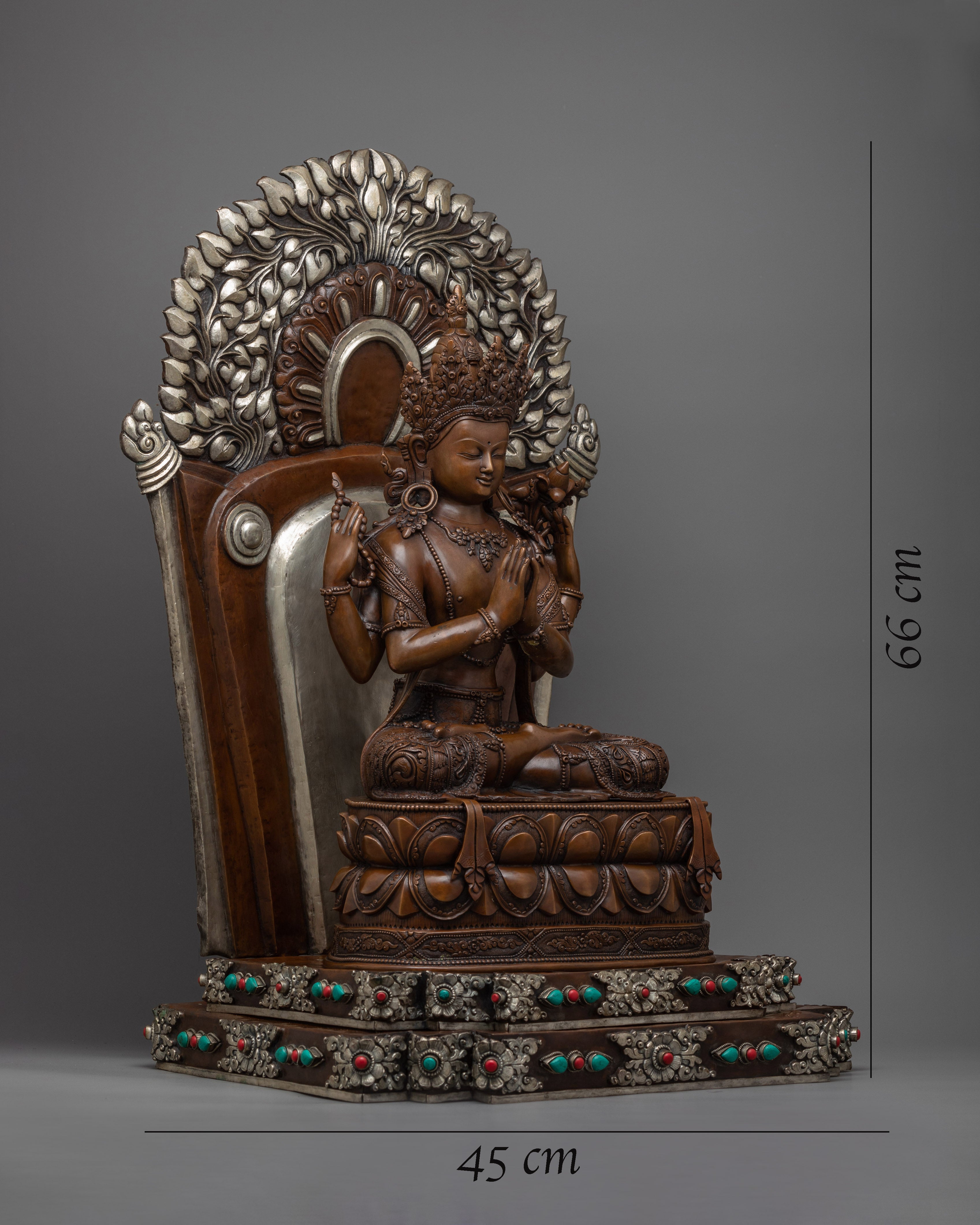 Avaloketishvara Statue | Premium Quality Silver Plated Statue with Oxidized Copper Body