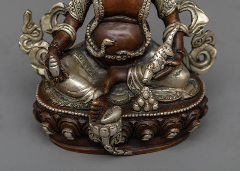 Wealth Deity Dzambhala Statue | Exquisite Silver Plated Copper Statue