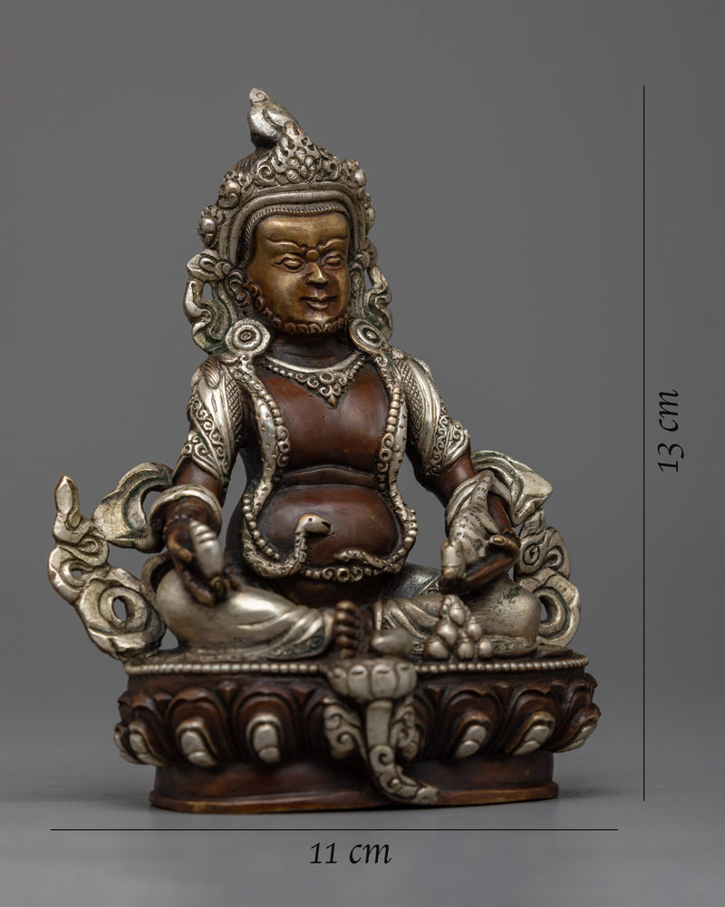 Wealth Deity Dzambhala Statue | Exquisite Silver Plated Copper Statue