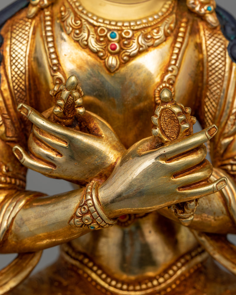 Vajradhara Statue | Exquisite 24k Gold Gilded Copper Statue