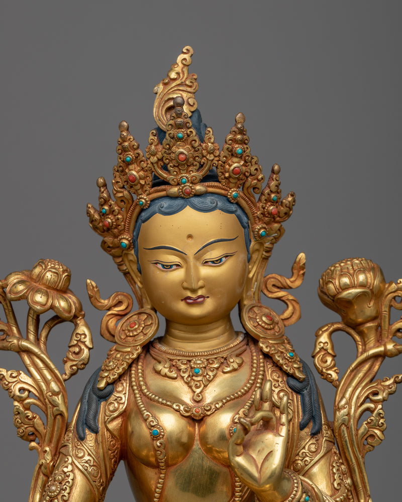 Goddess Green Tara Statue | Handmade in Ancient Nepali Art