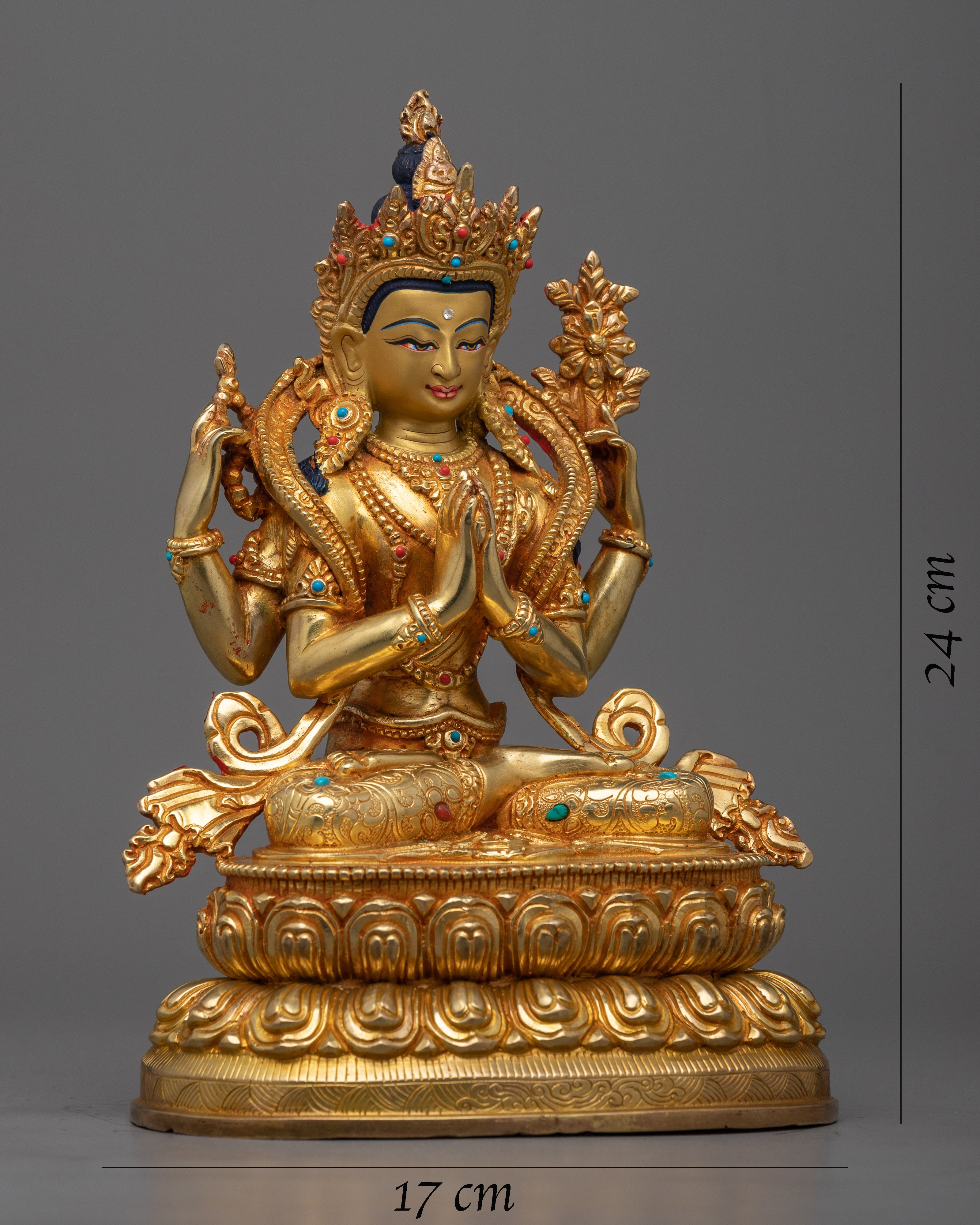 4 Armed Chenrezig Figurine | Compassionate Boddhisattva Statue