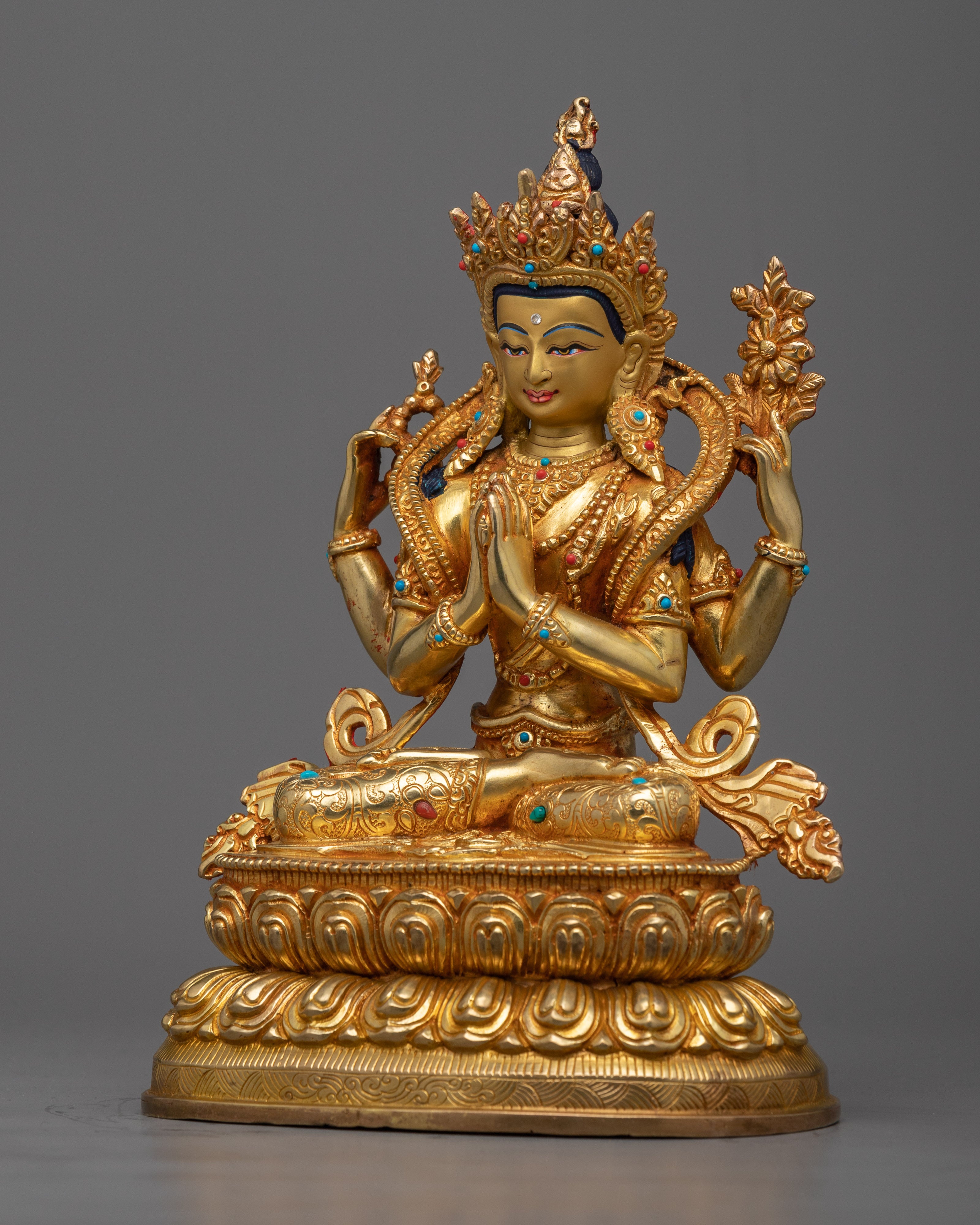 4 Armed Chenrezig Figurine | Compassionate Boddhisattva Statue