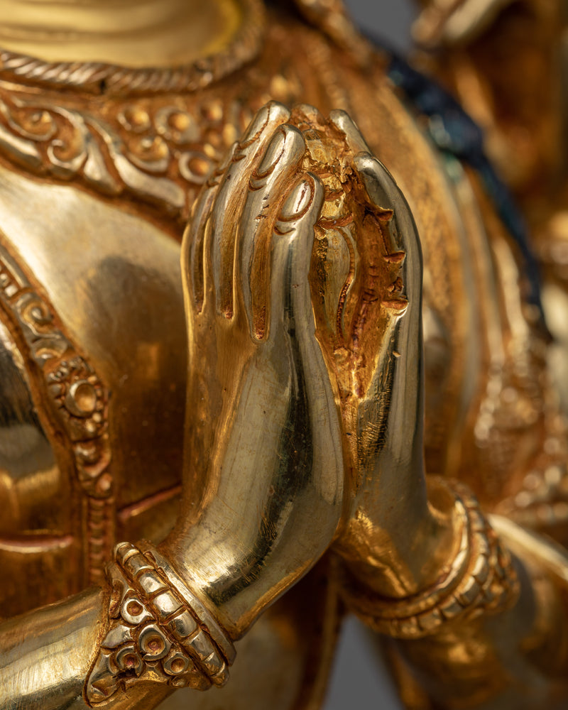 Buddha Avalokiteshvara Statue | Exquisite 24k Gold Gilded Copper Masterpiece