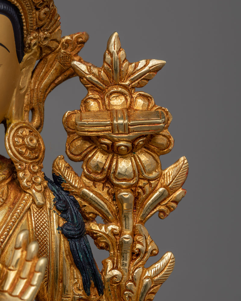 Awaken Inner Wisdom with our Buddha Manjushri Copper Statue | A Golden Masterpiece