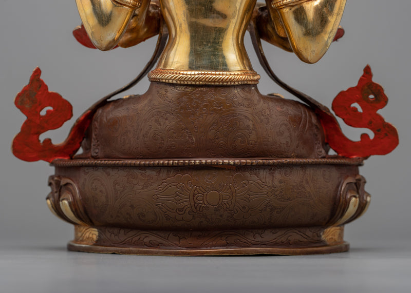 Chenrezik Statue | Exquisite 24k Gold Gilded Copper Masterpiece