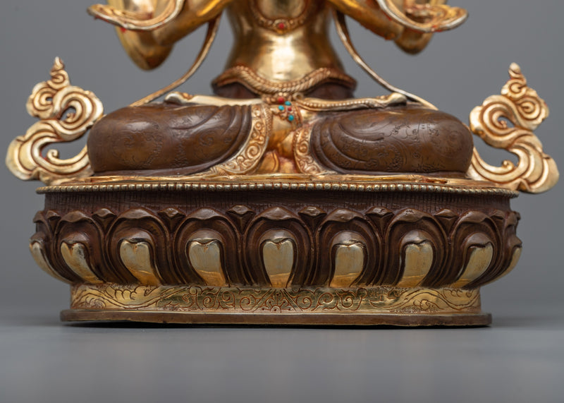 Chenrezik Statue | Exquisite 24k Gold Gilded Copper Masterpiece