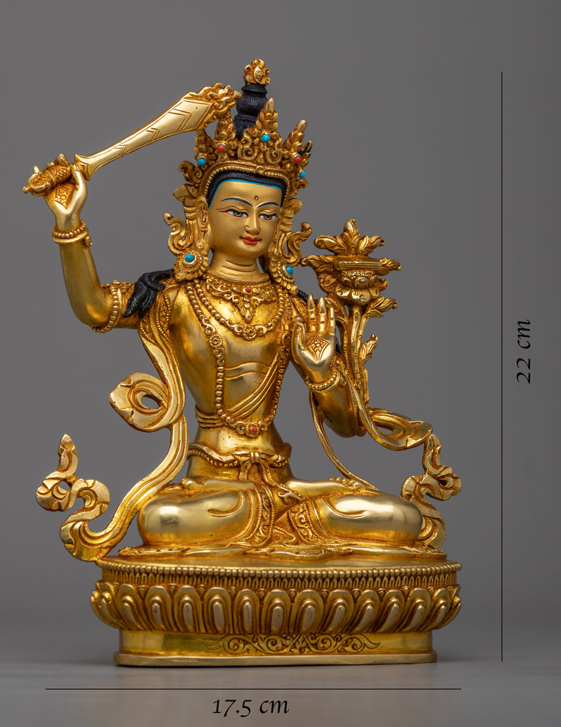Awaken Inner Wisdom with our Manjushri Bodhisattva Statue | A Golden Masterpiece
