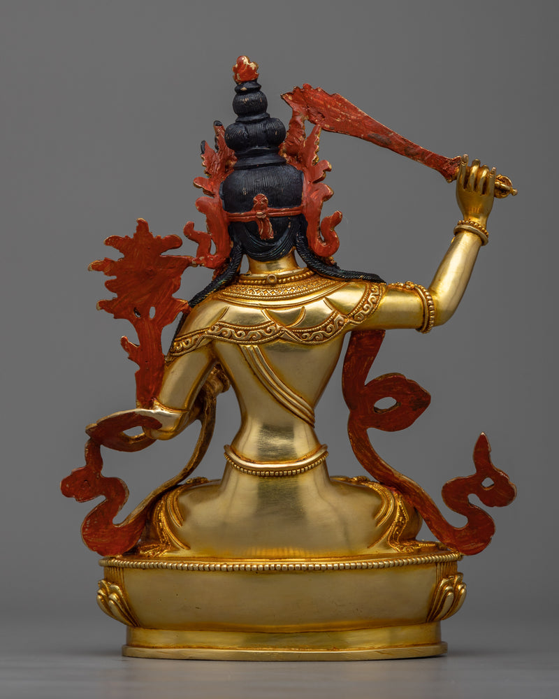 Awaken Inner Wisdom with our Manjushri Bodhisattva Statue | A Golden Masterpiece