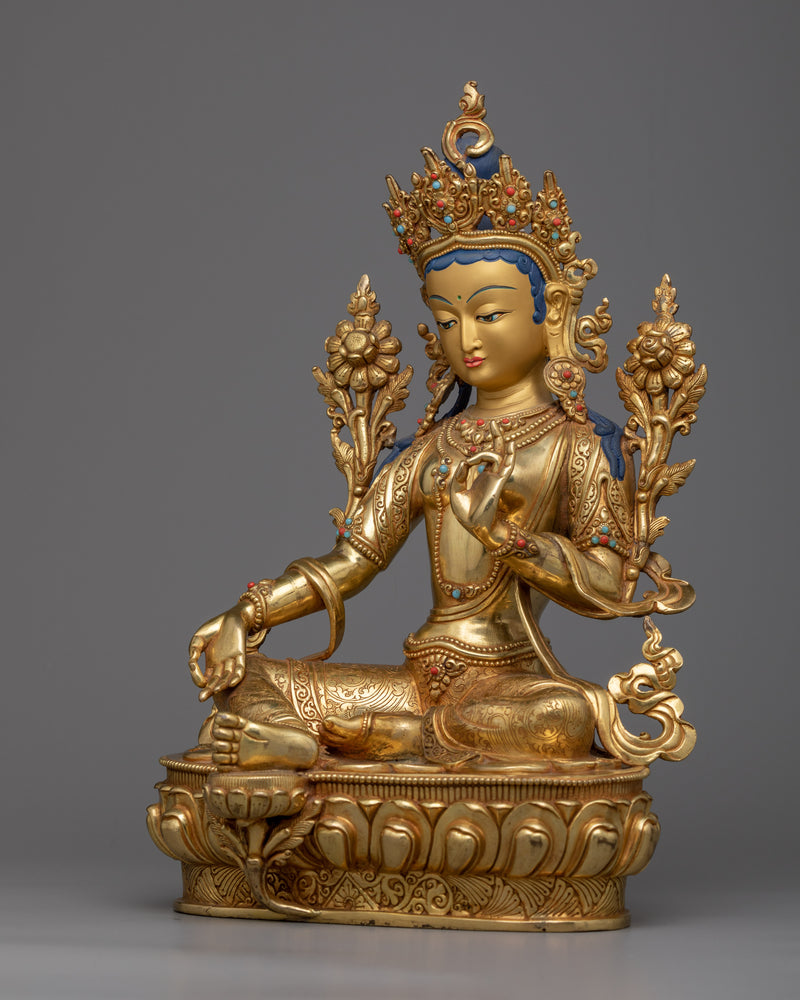 Green Tara Figurine for Serenity | Experience Pure Skill of Nepalese Artisans