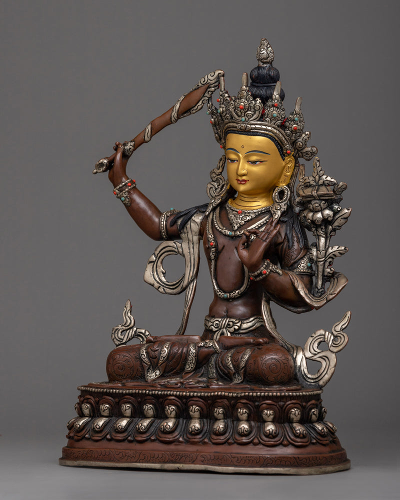 Manjushri Oxidized Sculpture | Experience Divine Wisdom