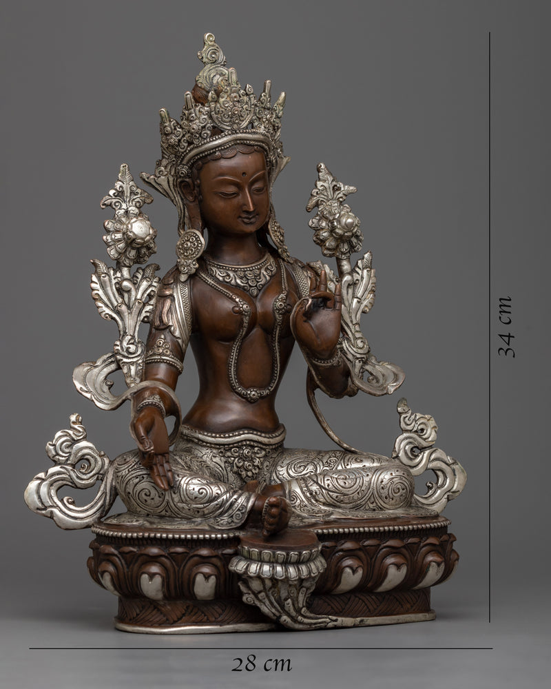 Oxidized Green Tara Sculpture | Experience Divine Compassion