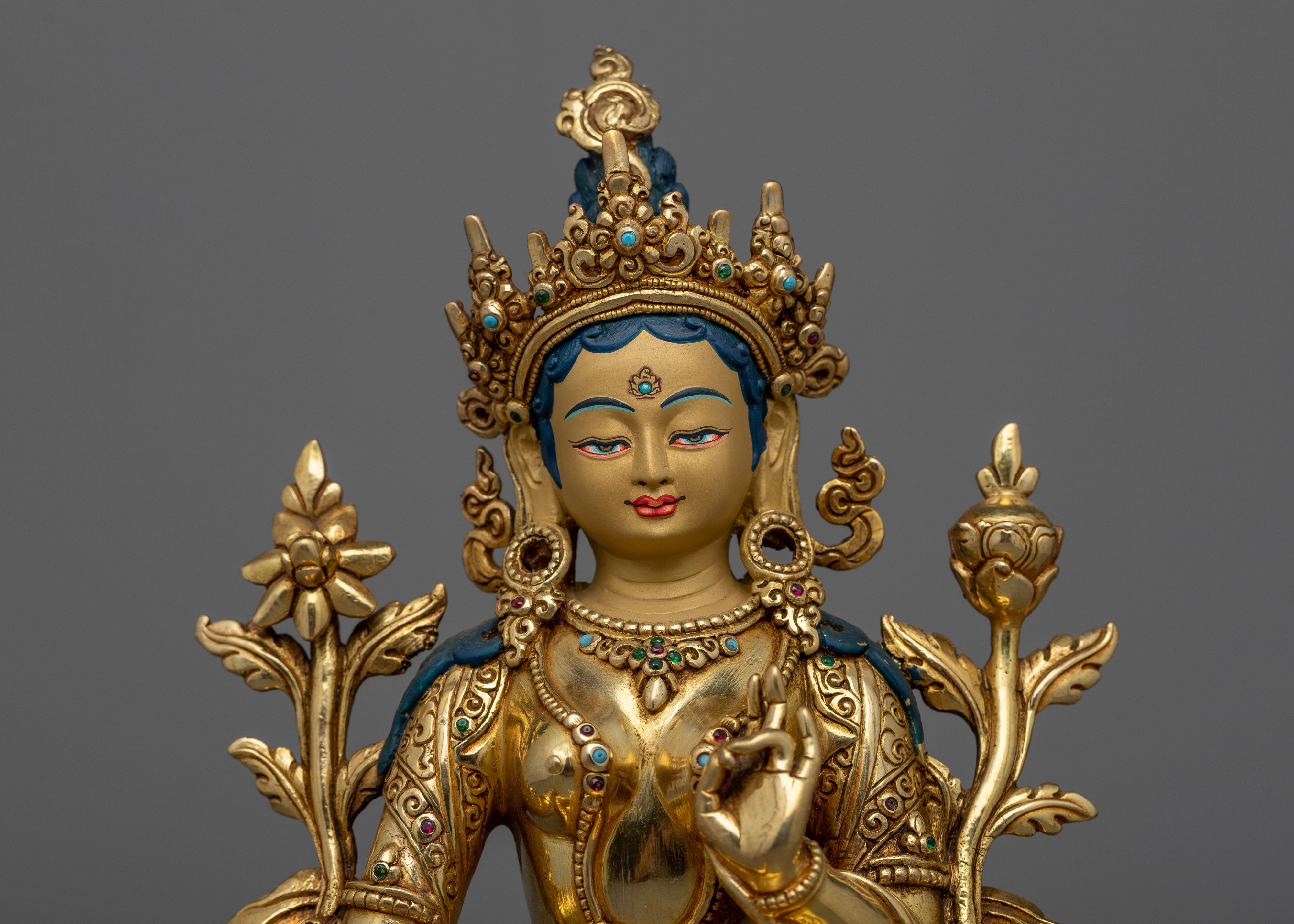 Gold-Gilded Green Tara Statue | Experience Divine Compassion