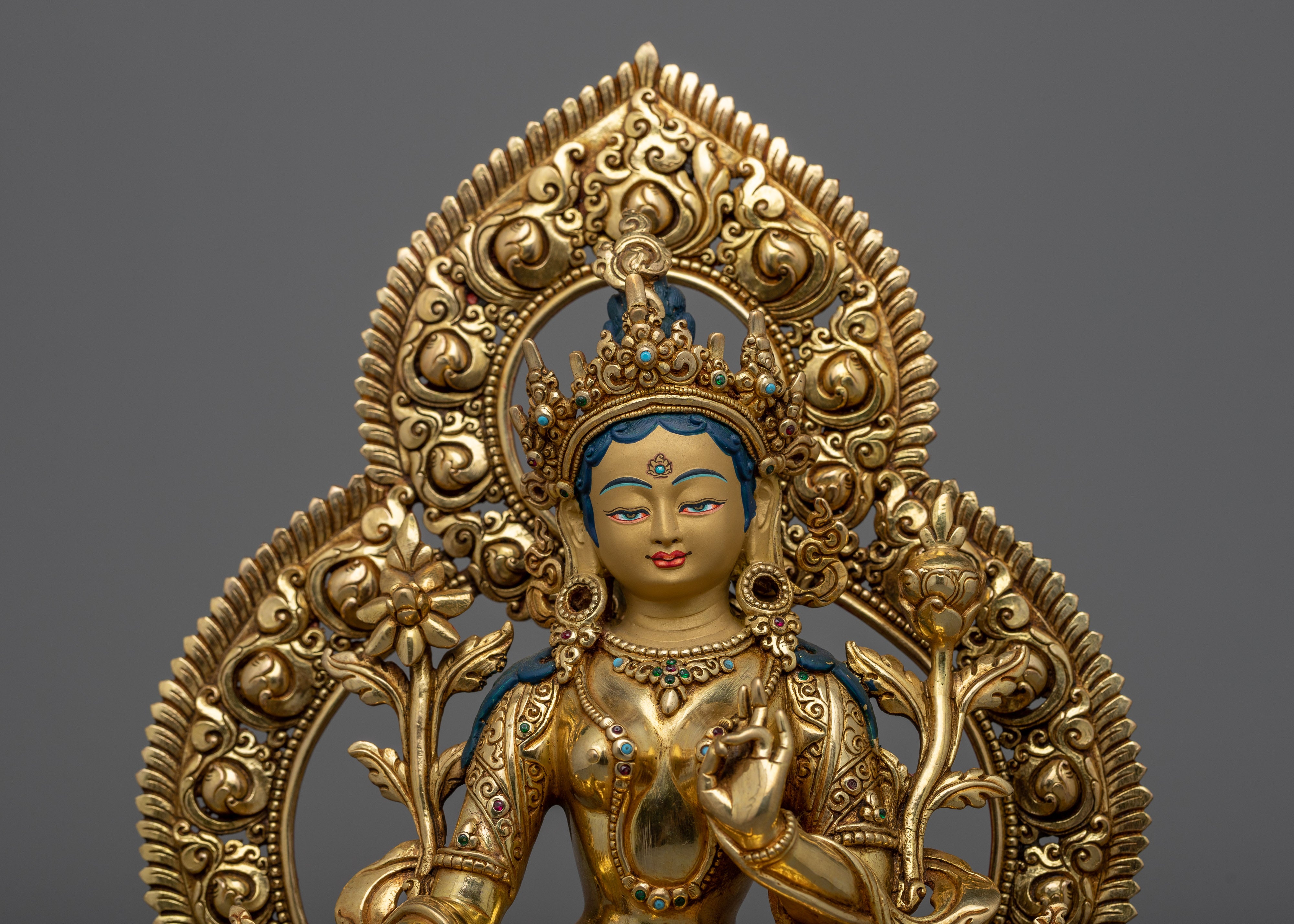 Gold-Gilded Green Tara Statue | Experience Divine Compassion