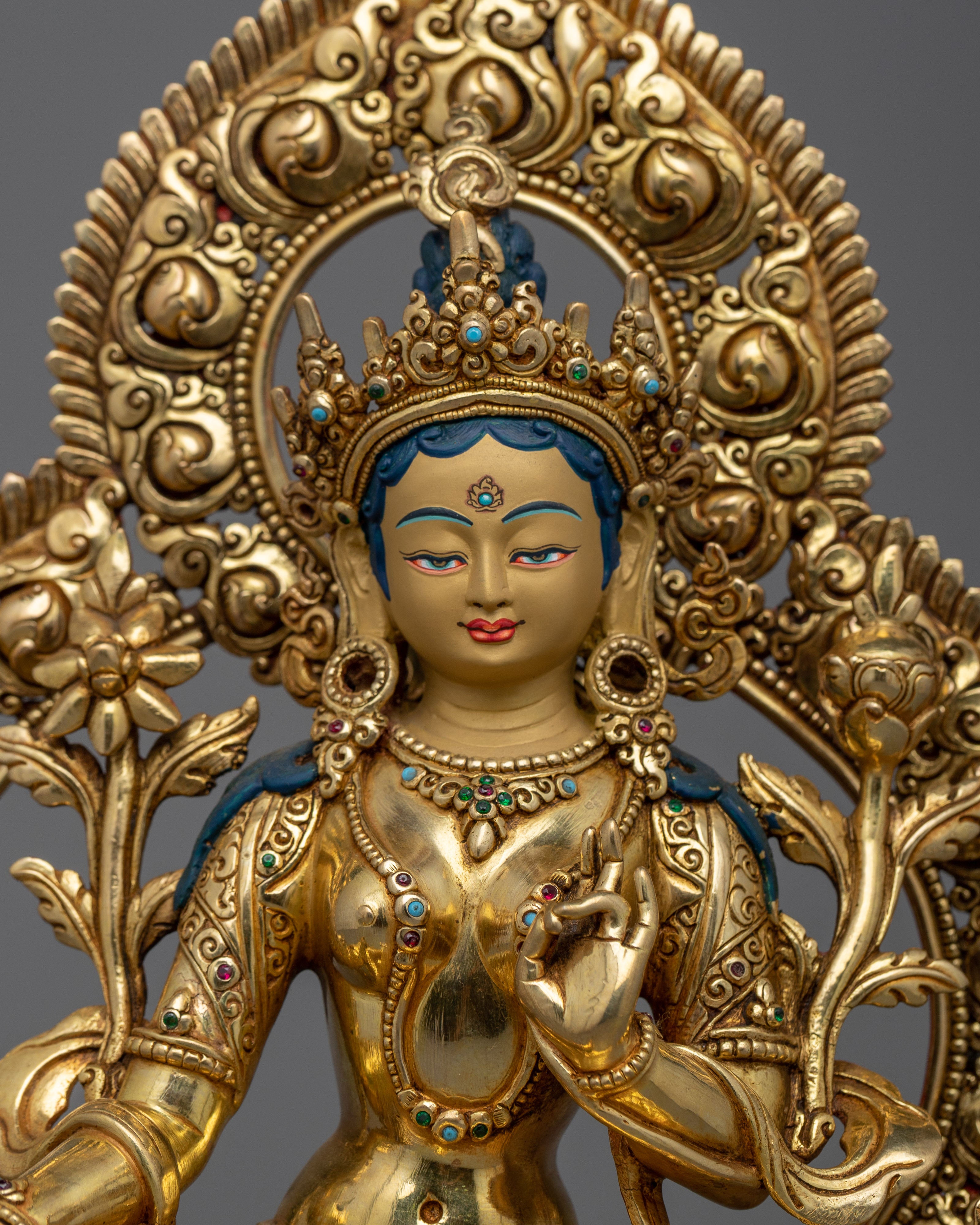 Gold-Gilded Green Tara Statue | Experience Divine Compassion