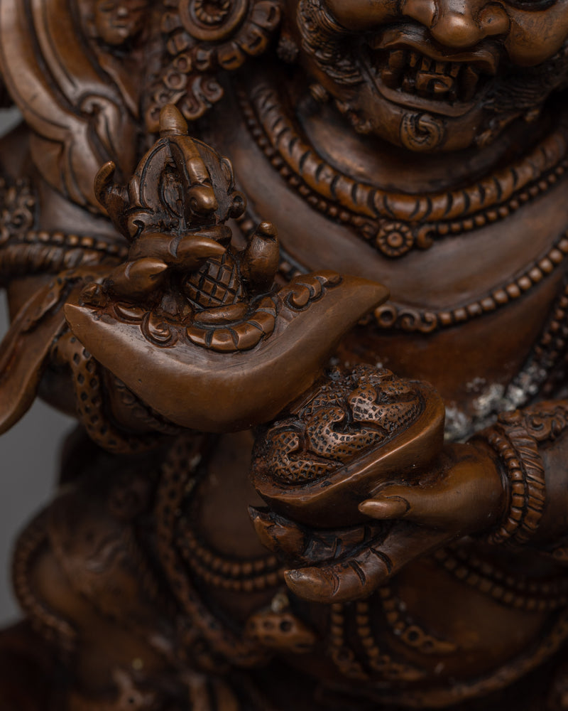 Six-Armed Mahakala Oxidized Copper Statue | Power Personified in Copper Sculpture