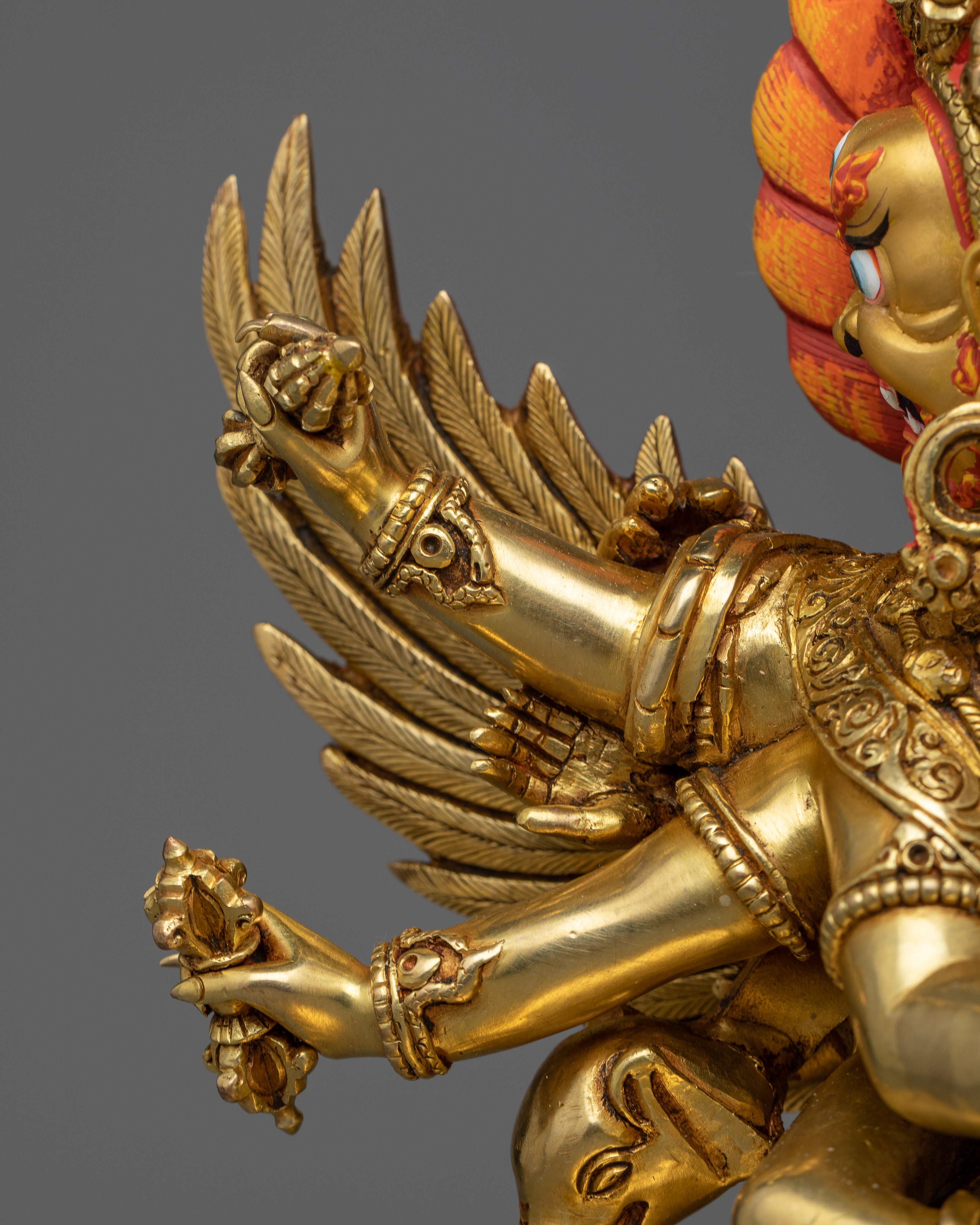 Gold-Gilded Vajrakilaya Copper Statue | Majestic Buddhist Deity Hand-carved Sculpture