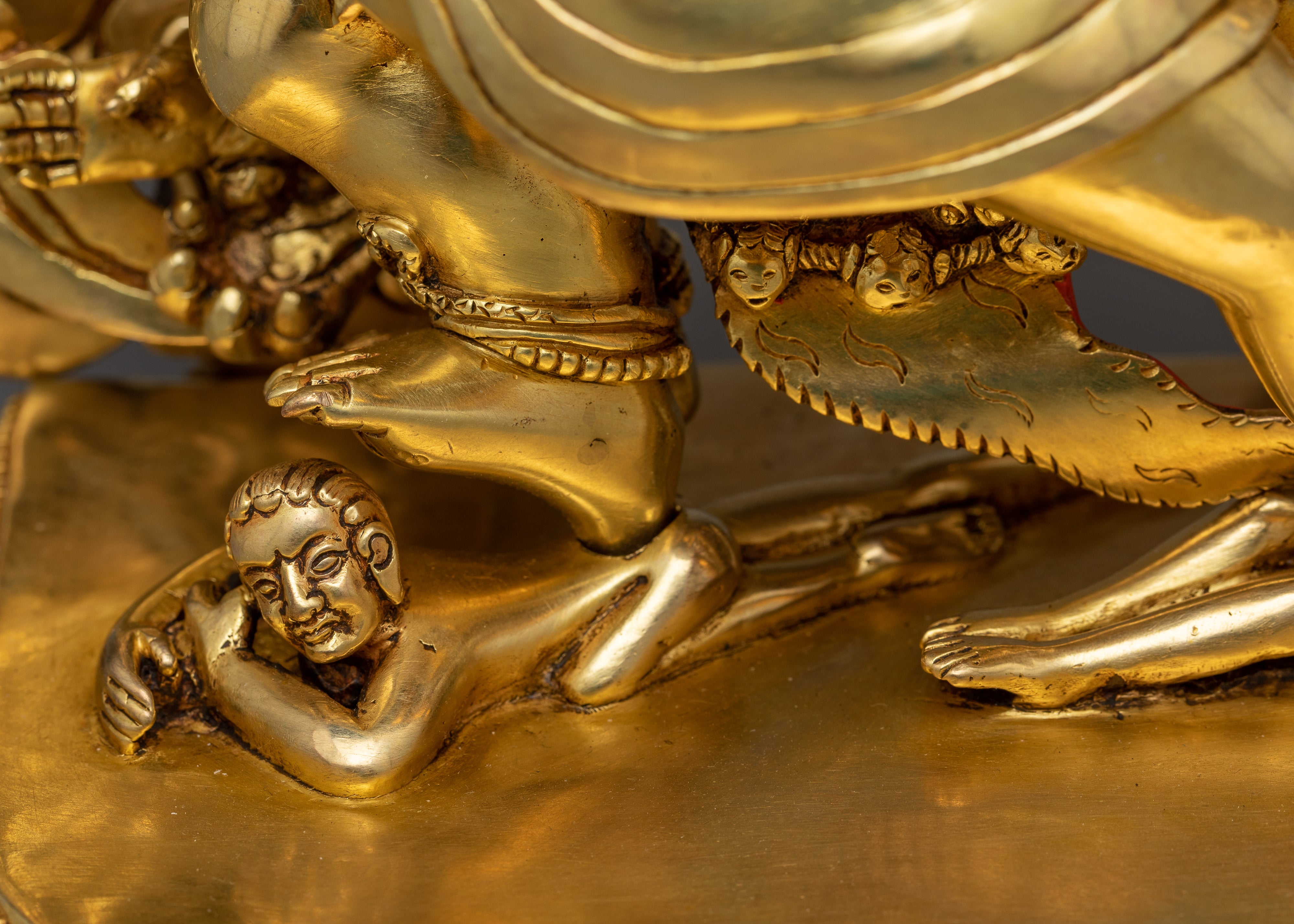 Gold-Gilded Vajrakilaya Copper Statue | Majestic Buddhist Deity Hand-carved Sculpture