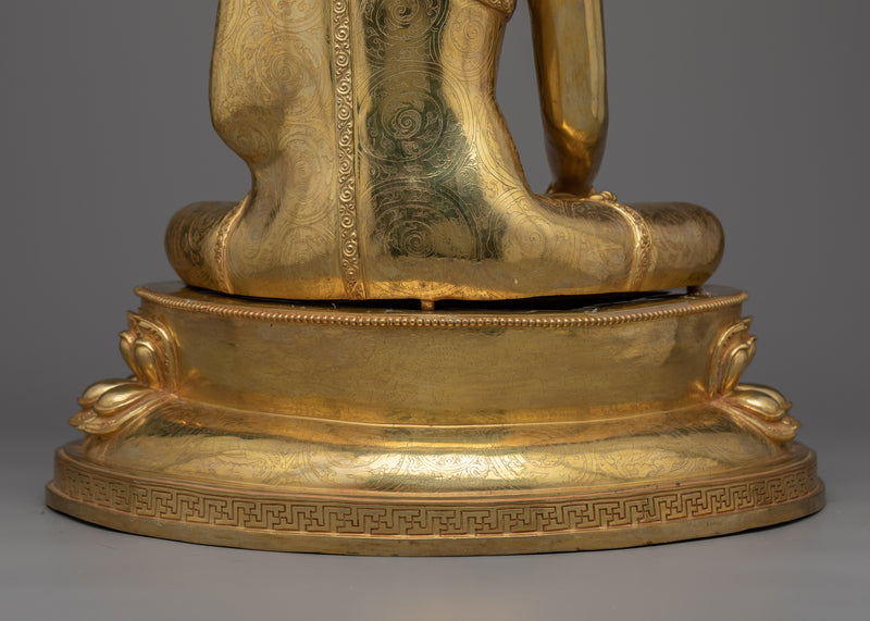 Exquisite Shakyamuni Buddha Figure | Gold-Gilded Copper Statue