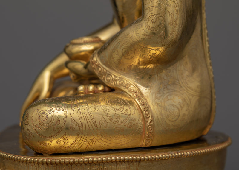 Exquisite Shakyamuni Buddha Figure | Gold-Gilded Copper Statue