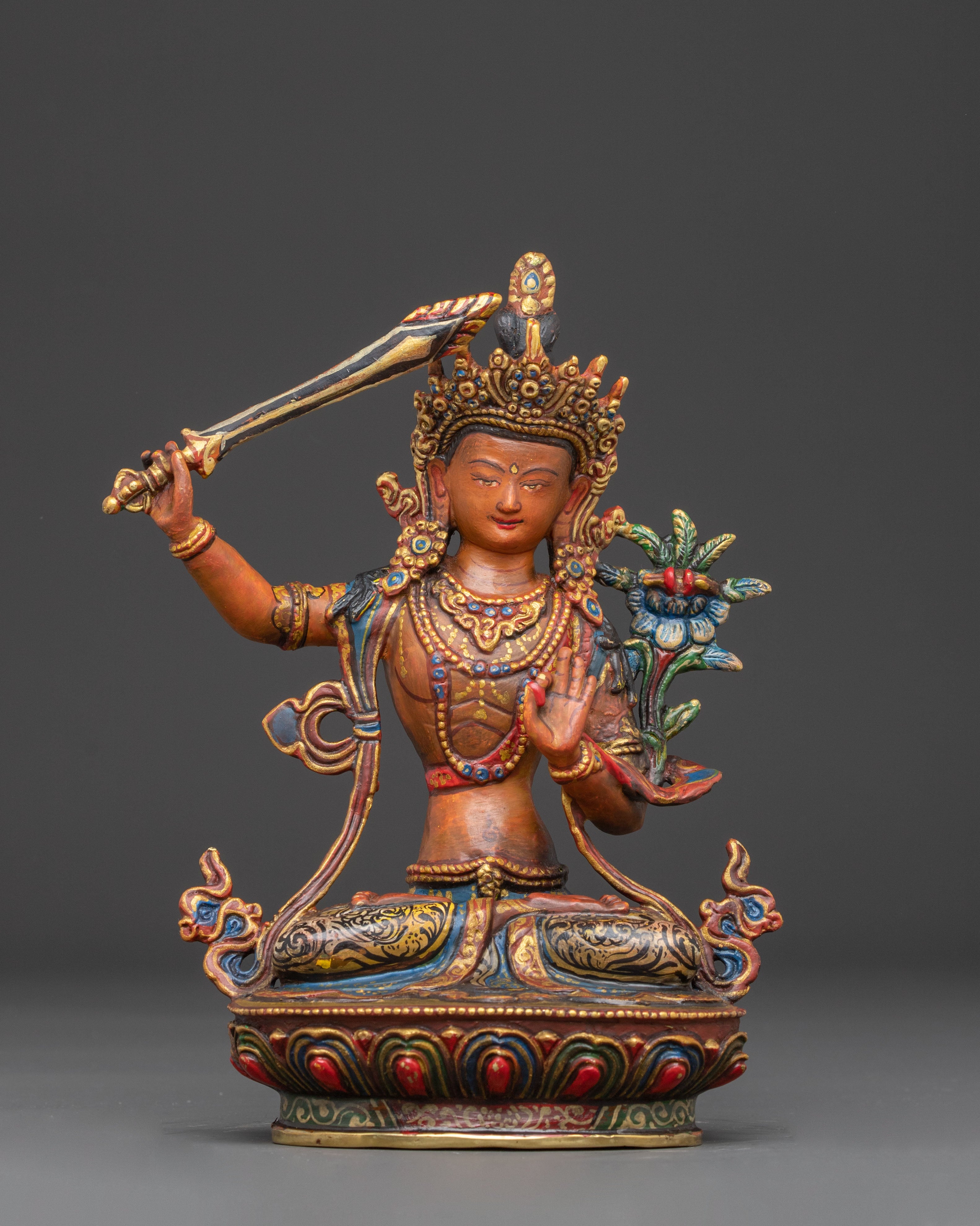 Manjushri Figurine, Sword of Wisdom | Sculpture of the Bodhisattva