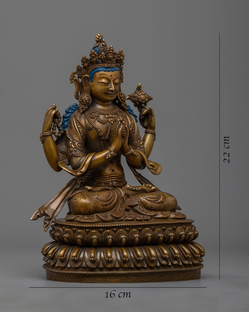 Experience Divine Grace with Our Antique Avalokite Shvara Statue