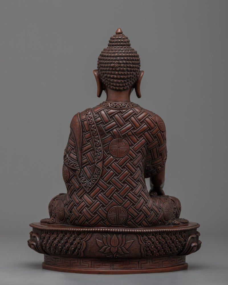 Śākyamuni Buddha Statue | Oxidized Copper Artisanal Craftsmanship