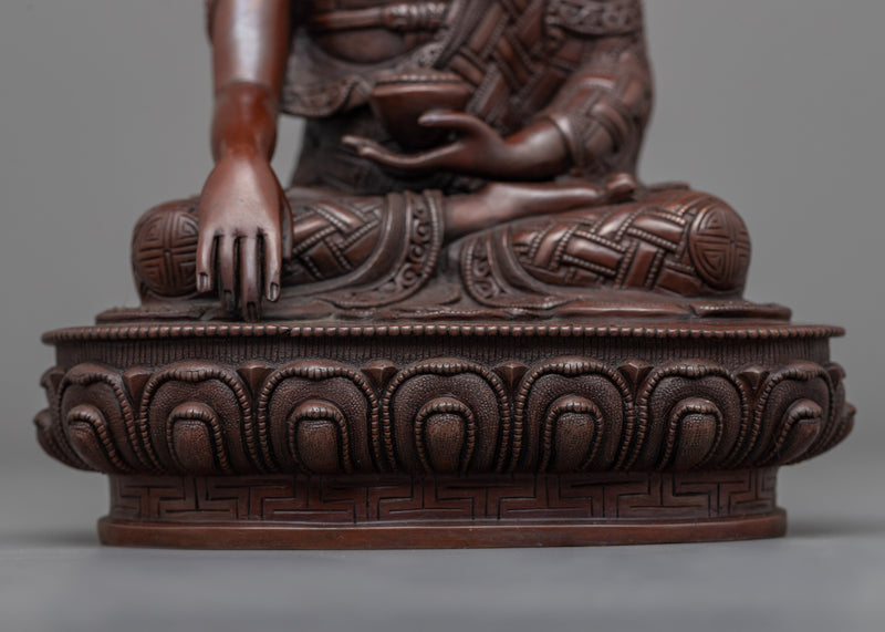 Śākyamuni Buddha Statue | Oxidized Copper Artisanal Craftsmanship