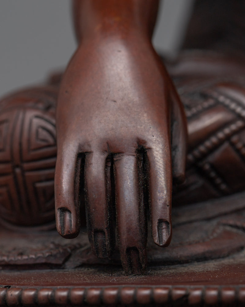 Śākyamuni Buddha Statue | Oxidized Copper Artisanal Craftsmanship