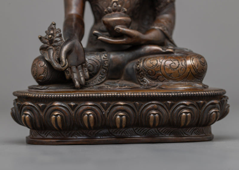 Medicine Buddha Oxidized Statue | A Harmonious Blend of Healing and Artistry