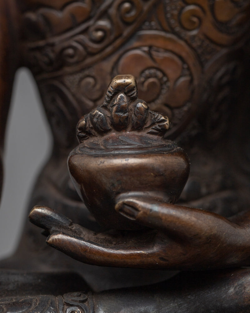 Medicine Buddha Oxidized Statue | A Harmonious Blend of Healing and Artistry