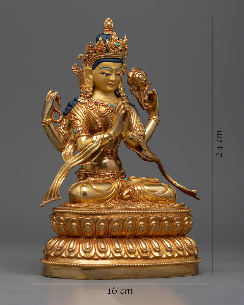 Embrace Compassion with the Lokesvara Buddha Statue | Traditional Buddhist Chenrezig Sculpture