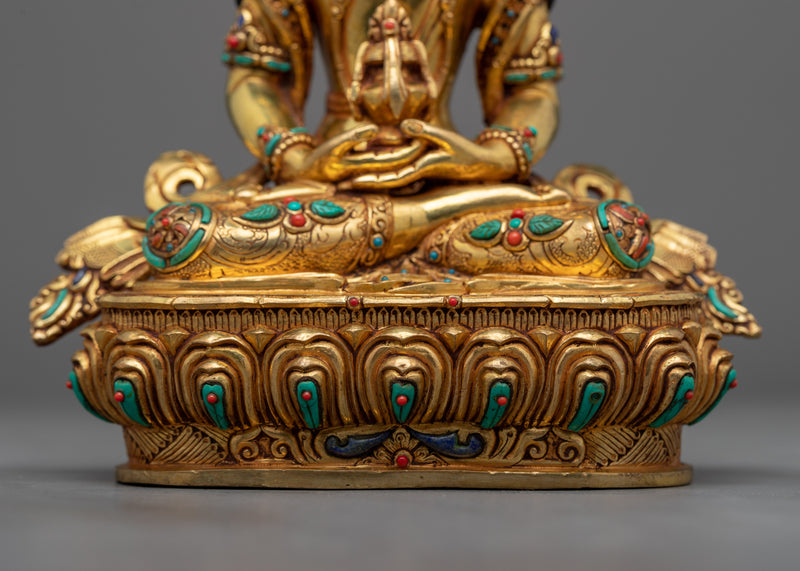 Amitayus Buddha Statue | Welcome Immortal Life with our Gold Gilded Sculpture