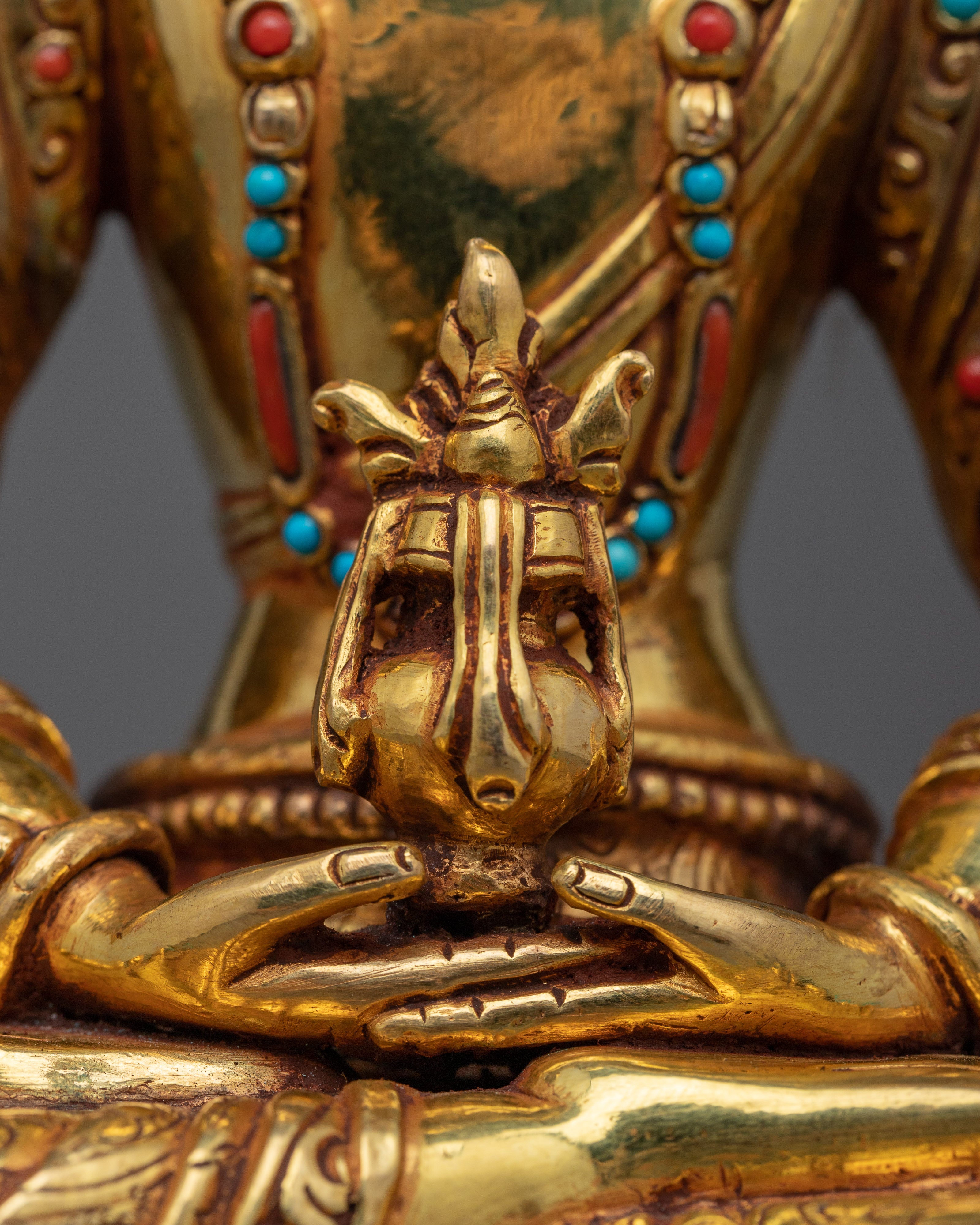 Gold Gilded Tsepame Statue | Connect with Immortality with Amitayus Sculpture