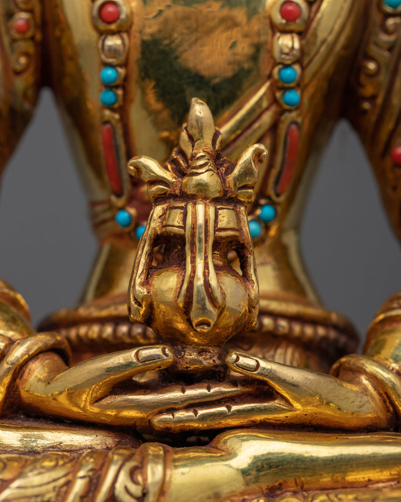 Gold Gilded Tsepame Statue | Connect with Immortality with Amitayus Sculpture