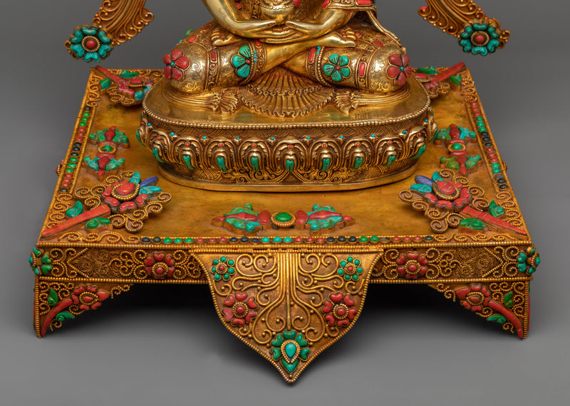 Amitabha Buddha Seated on Throne | Discover Inner Peace with our Handcarved Sculpture
