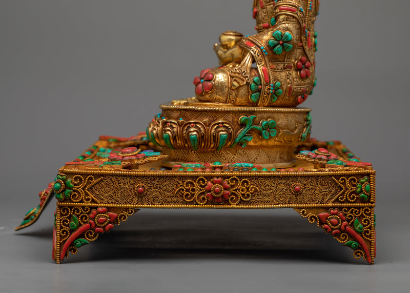 Amitabha Buddha Seated on Throne | Discover Inner Peace with our Handcarved Sculpture