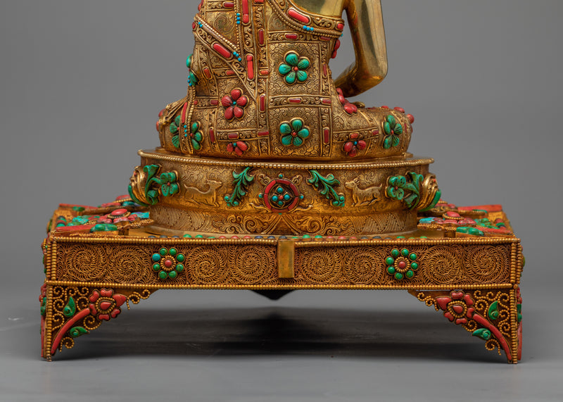 Amitabha Buddha Seated on Throne | Discover Inner Peace with our Handcarved Sculpture