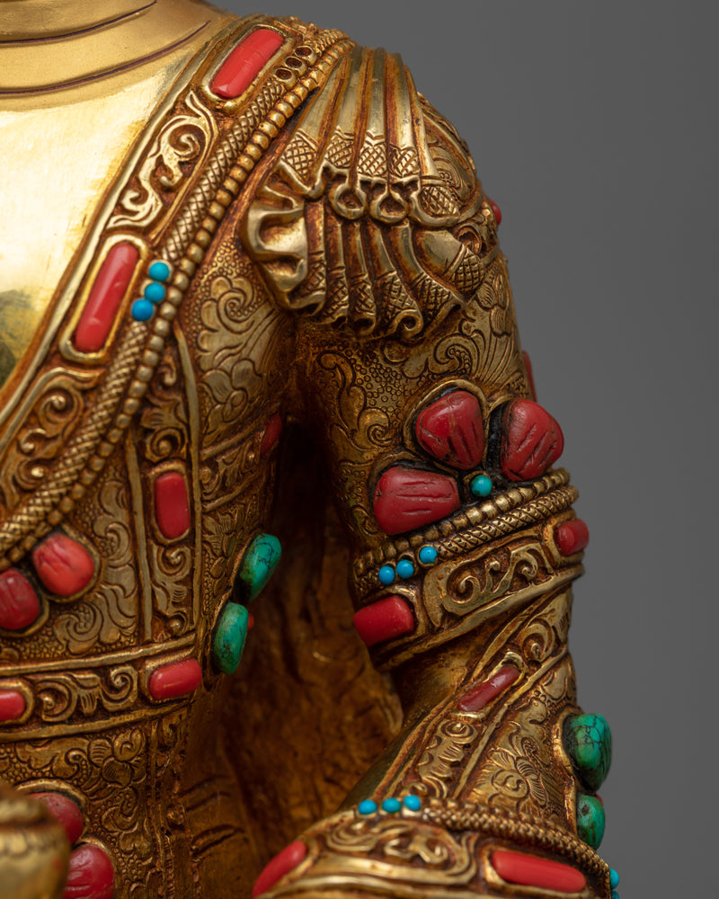 Amitabha Buddha Seated on Throne | Discover Inner Peace with our Handcarved Sculpture