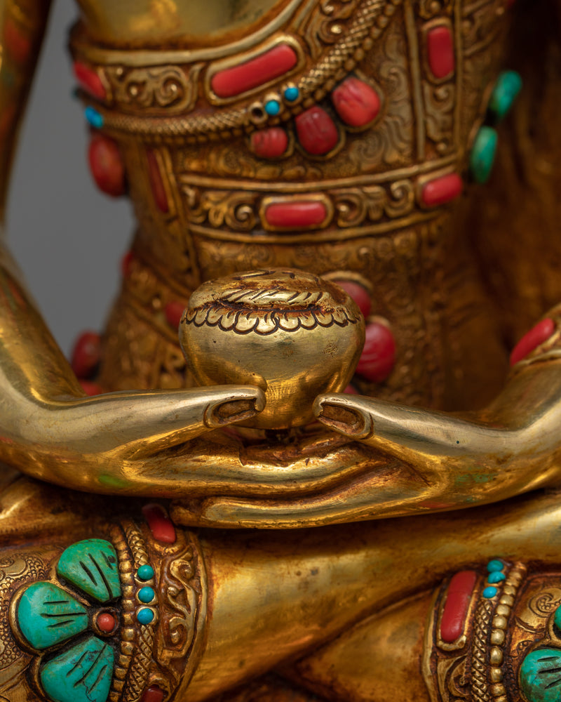 Amitabha Buddha Seated on Throne | Discover Inner Peace with our Handcarved Sculpture
