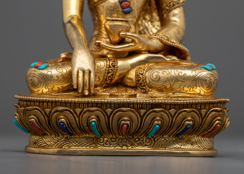 Discover Peace with our Shakyamuni Buddha Copper Statue | Buddhist Golden Sculpture
