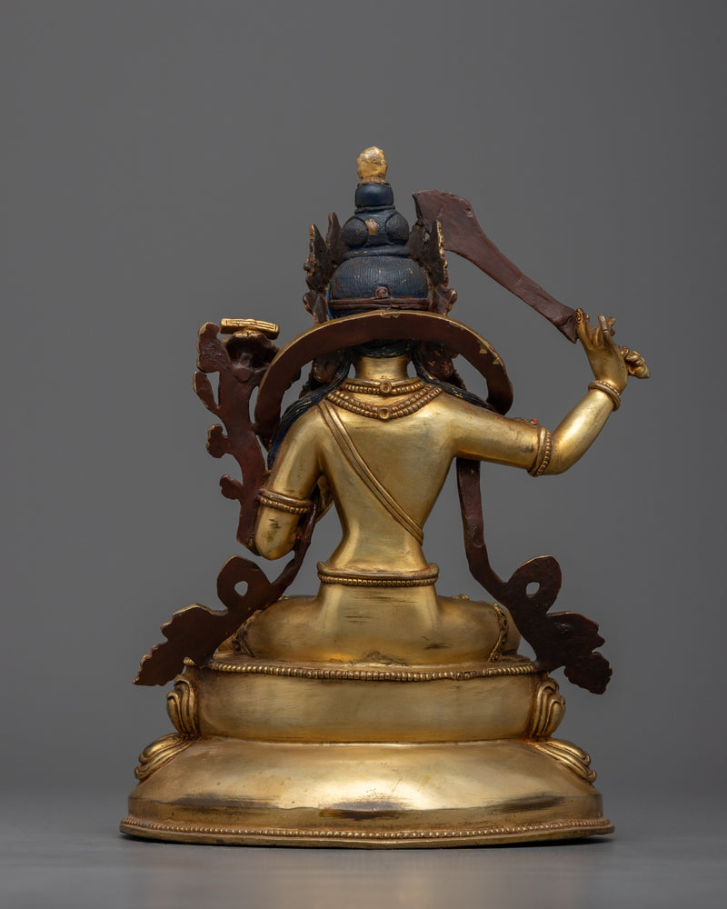 Usher in Wisdom with our Manjushri Buddhist Statue | Himalayan Gold Gilded Art