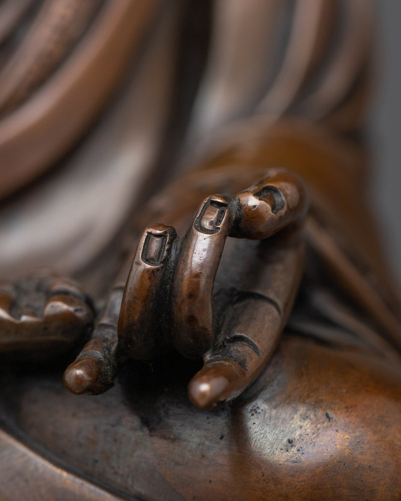 Bronze Finished Shakyamuni Buddha Statue | Captivating Serenity in Oxidized Copper