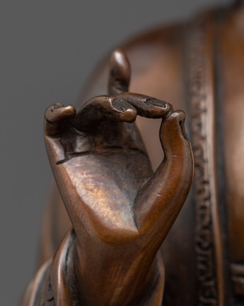 Bronze Finished Shakyamuni Buddha Statue | Captivating Serenity in Oxidized Copper