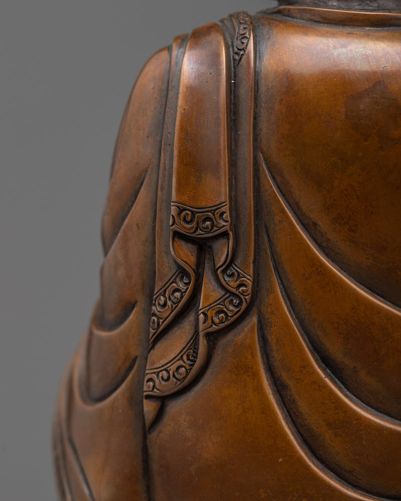 Bronze Finished Shakyamuni Buddha Statue | Captivating Serenity in Oxidized Copper