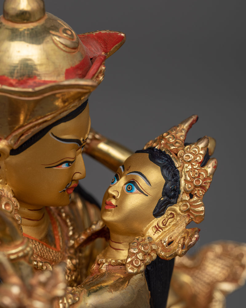 Impeccable Unity: Guru Rinpoche and Consort Sculpture | Himalayan Buddhist Art
