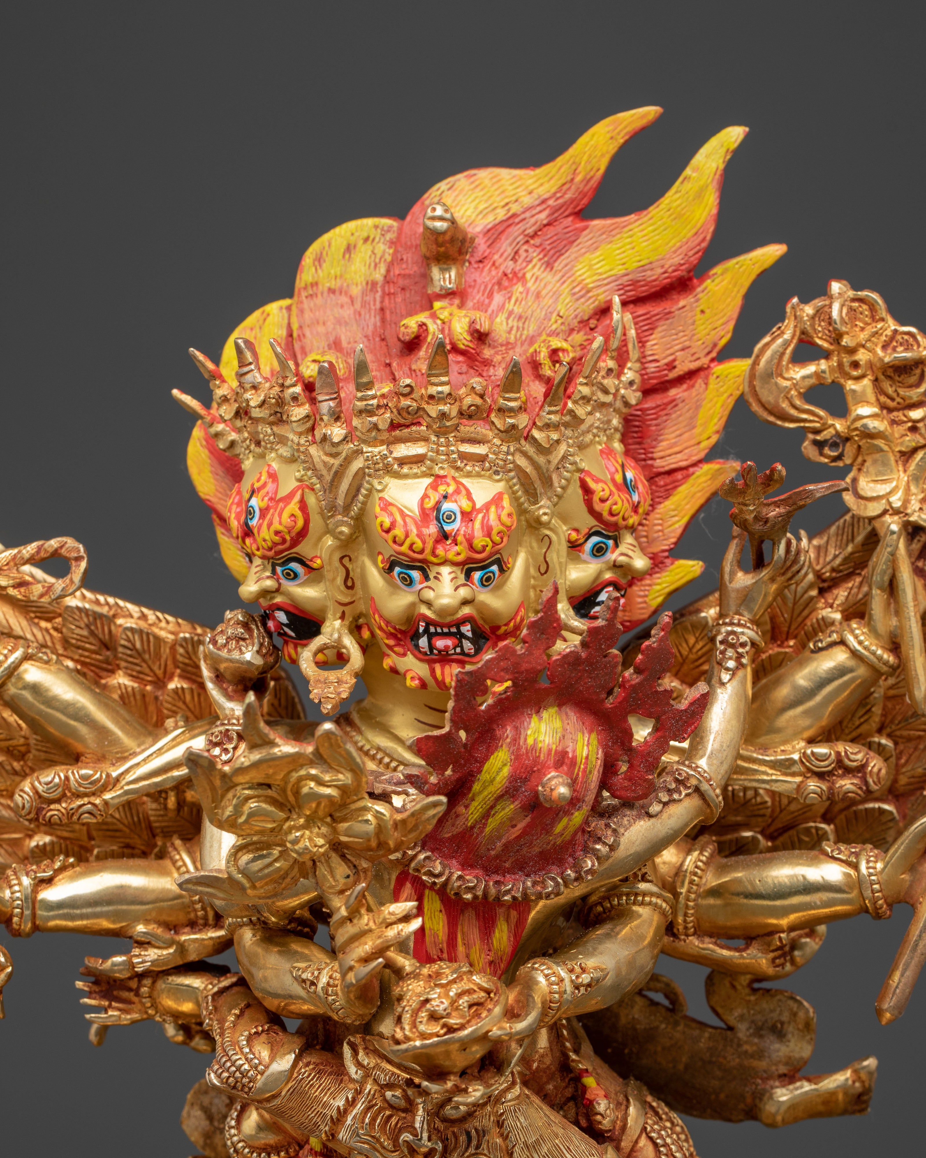 Handcrafted Golden Statue of Hayagriva | Fierce Tibetan Protector Deity