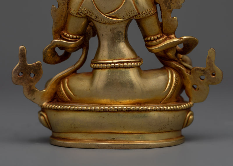 Graceful Green Tara Tibetan Statue | Meticulously Crafted with Gold Gilded Copper