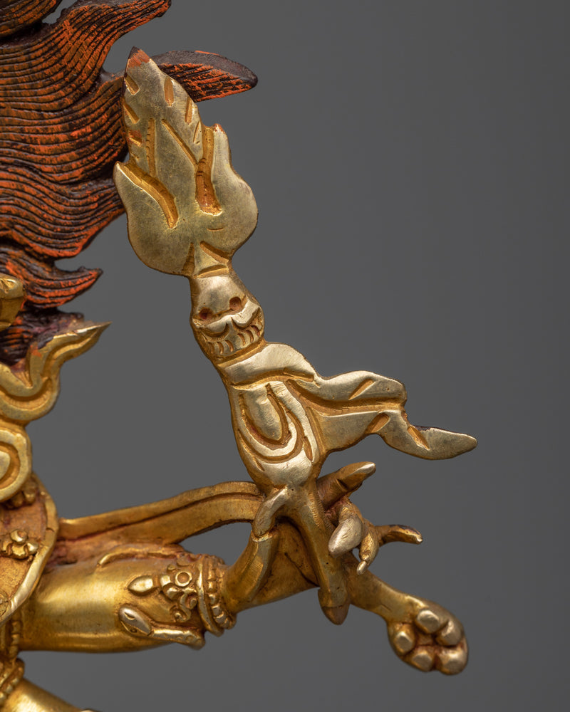 6-Armed Buddha Mahakala Statue | Golden Glory of Tibetan Craftsmanship