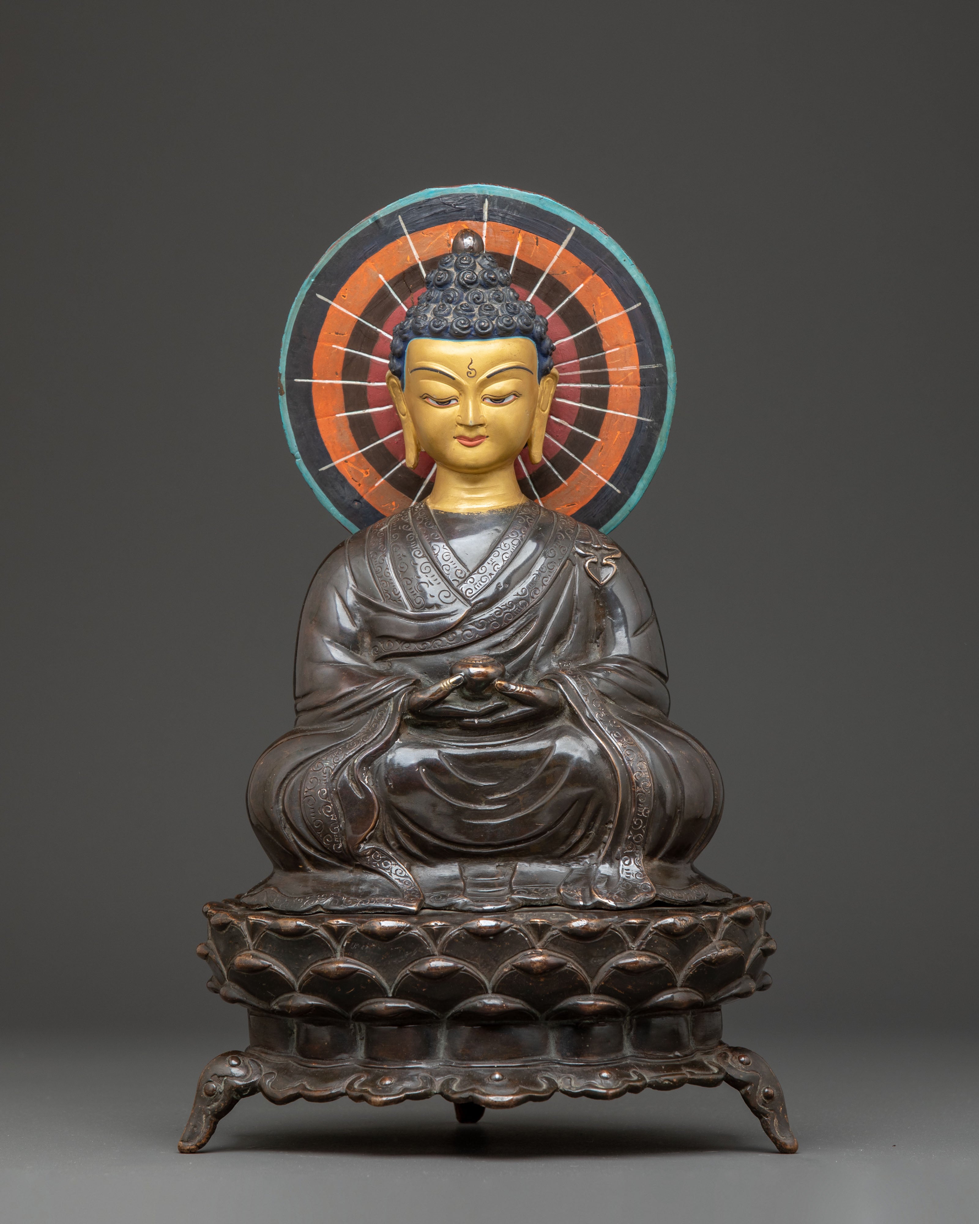Oxidized Statue of Japanese Amitabha Buddha | Traditional Art